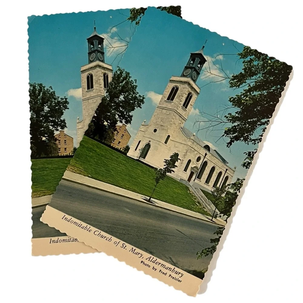 2 Unused Vintage Post Cards Indomitable Church of St Mary Aldemanbury